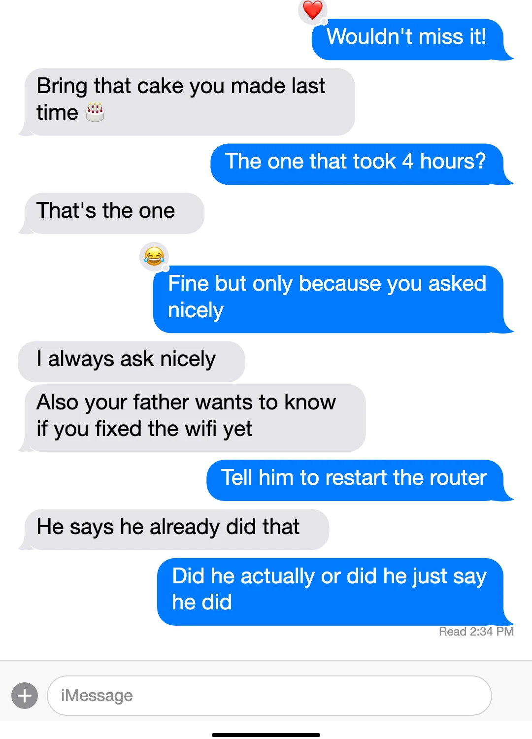 Blue Bubble · Classic texting-story theme preview