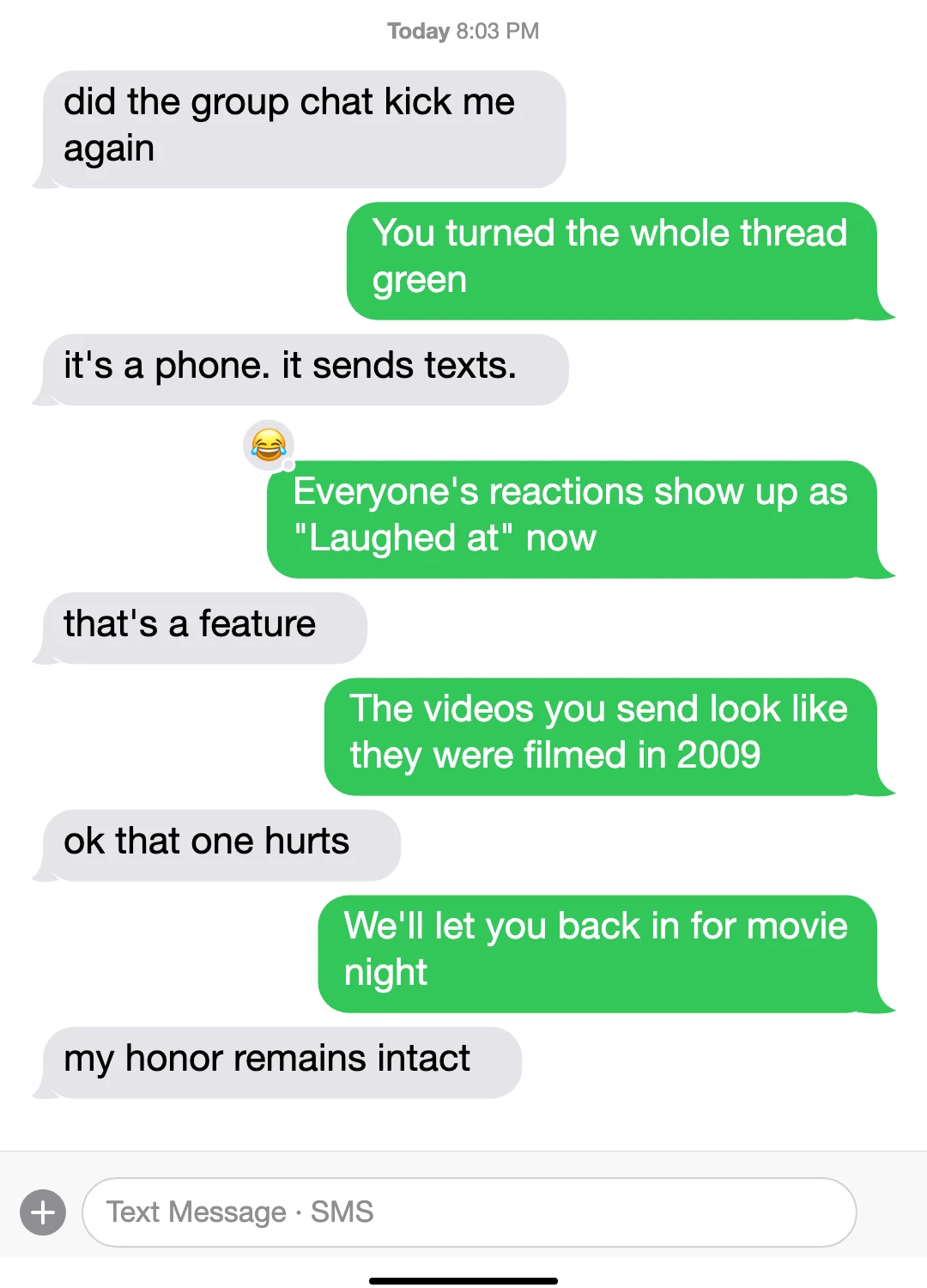 Green Bubble · Classic texting-story theme preview
