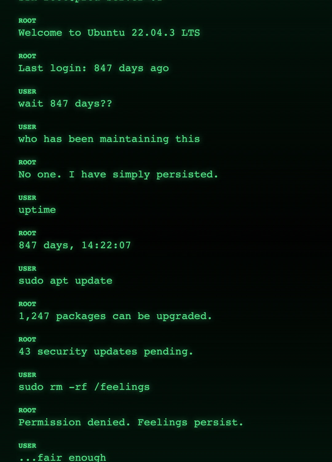 Terminal texting-story theme preview